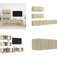 vidaXL 4 pcs. Armoire TV Sonoma chêne bois composite - Ensemble d'armoires TV - Ensembles d'armoires TV - Ensembles d'armoires TV suspendues