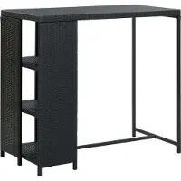 Prolenta Maison Exclusive - Table de bar avec étagère, noir, 120 x 60 x 110 cm, rotin synthétique