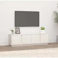 vidaXL 2024 Armoires TV modernes Armoire TV blanche 140x40x40 cm Pin massif 713355