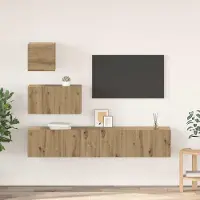 Prolenta Meuble TV exclusif - Ensemble de 4 pièces en bois stratifié imitation chêne massif