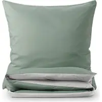 Blumtal Premium Literie d'été extra-douce réversible 200x200 cm & 2X taies d'oreiller 80x80 cm - Housse de couette microfibre, 3 pièces, Moonlight Grey/Summer Green