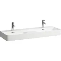 Laufen VAL lavabo double, 1 trou de robinetterie, avec trop-plein, 1200x420mm, zone semi-sèche au centre, H814282A001041