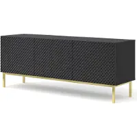 Furnlux Classic FURNLUX Table TV Ravenna C Noir Et Brillant Noir Et Or 150cm / Couleur principale : Noir / Dimensions : 150 x 58 x 42 cm