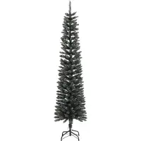 Syfax Sapin de Noël artificiel mince avec support Vert 240 cm PVC