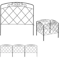 Relaxdays Clôture de parterre 12 pièces, bordure de parterre pour jardin, clôture décorative en métal, style antique, clôture ornementale, H x L : 41,5 x 735 cm, noir
