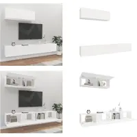 vidaXL 3 pcs. Ensemble d'armoires TV blanc en bois composite - Ensemble d'armoires TV - Ensembles d'armoires TV - Meuble-paroi