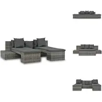 vidaXL Canapé de jardin 4 pièces avec coussins Gris Poly rotin - Canapés de jardin