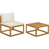 The Living Store Ensemble de canapé de jardin 2 pièces avec revêtement en bois massif d'acacia