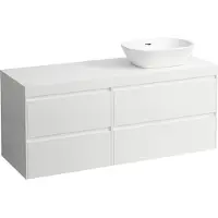 Laufen LANI Plan de lavabo blanc mat incl. meuble sous-lavabo, 1 découpe à droite, 1370x495x580mm, H4045831129901