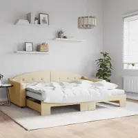 Prolenta Maison Exclusive - Canapé-lit convertible avec matelas, couleur crème, 90 x 200 cm, tissu