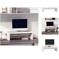 vidaXL Support d'écran Blanc 50x27x15 cm Pin massif - Meuble TV