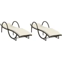 Syfax Chaises longues lot de 2 avec coussins marron résine tressée
