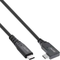 InLine Câble USB4, USB-C unilatéral coudé, PD 240W 8K60Hz, TPE noir, 1,5m