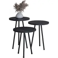 VCM 3 pces Set Table d'appoint | Table en marbre simple design optique | Dimensions env. H. 42/47/52 x W. 34 x D. 34 cm | Table salon - Mirola