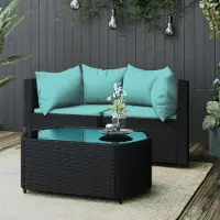 Prolenta Maison Exclusive - Salon de jardin 3 pièces avec coussins, rotin synthétique noir