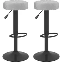 Syfax Tabourets de bar lot de 2 gris velours