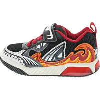 Geox Chaussures INEK pour garçons, chaussures de sport en cuir noir, modèle décontracté