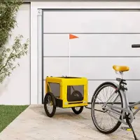 Prolenta Maison Exclusive - Remorque pour vélo, pour chiens, jaune et noire, en tissu Oxford et en fer