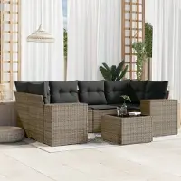 Prolenta Maison Exclusive - Salon de jardin avec coussins 7 pcs gris résine tressée