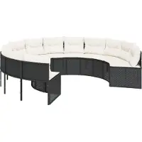 Syfax Canapé de jardin avec coussins rond noir résine tressée