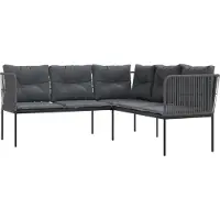 Syfax Canapé de jardin avec coussins forme de L noir acier textilène