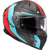 LS2 LS2FF811VectorIICGridRougeCyan06CasqueIntégral Taille 2XL