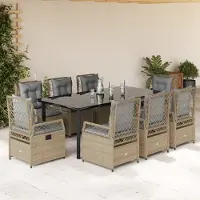 Prolenta Maison Exclusive - Ensemble à manger de jardin et coussins 9 pcs beige Poly rotin