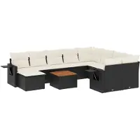 Sonstiges Salon de jardin 11 pcs avec coussins noir résine tressée