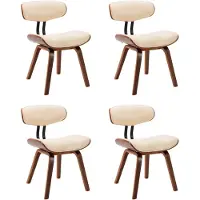 vidaXL Chaises de salle à manger 4 pcs. Crème bois courbé et similicuir