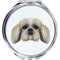 Art-Dog Shih Tzu - Miroir avec photo et imprimé géométrique de la marque