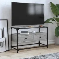 Prolenta Maison Exclusive - Meuble TV avec plateau en verre Gris Sonoma 80x35x51 cm Matériau dérivé du bois