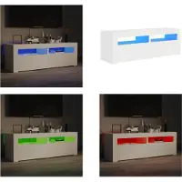 vidaXL Armoire TV avec lampes LED Blanc 120x35x40 cm - Armoire TV - Armoire TV Avec LED - Meuble TV