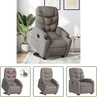 The Living Store Fauteuil de massage avec releveur Taupe Tissu