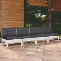 Prolenta Maison Exclusive - Canapé 4 places de jardin avec coussins anthracite Bois de pin