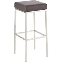 CLP Tabouret de bar Montreal similicuir assise et structure rembourrées avec repose-pieds,brun acier inoxydable