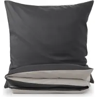 Blumtal Premium Literie d'été extra-douce réversible 200x200 cm & 2X taies d'oreiller 40x80 cm - Housse de couette microfibre, 3 pièces, Moonlight Grey/Anthrazit