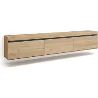 Skraut Home COZY Meuble TV, Banc Télé, 240x35x45cm, Suspendu, Mural, Chêne