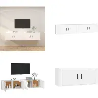vidaXL Armoires murales TV 2 pcs. Blanc 100x34,5x40 cm - Meuble TV mural - Meubles TV muraux - Meuble TV - Console TV