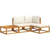 Syfax Ensemble de canapés de jardin 4 pièces avec coussins en bois d'acacia et corde