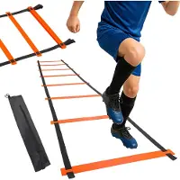 Gymtek Outtec échelle d'entraînement, échelle de coordination, échelle de fitness, Behendigheidsladder - 4 m - 8 échelons - avec sac - pour le football, le hockey, l'entraînement de football
