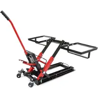 Wiltec Cric hydraulique 3 en 1 – Capacité max. 300 kg – Hauteur de levage max. 530 mm – pour Motos, quads et tracteurs à gazon – Support de levage, Pont élévateur 4 roues