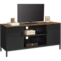 OEM SONGMICS Support TV, armoire TV, table TV avec 3 étagères réglables, pour TV jusqu'à 55 pouces, pour salon, chambre à coucher, rustique marron et noir LT