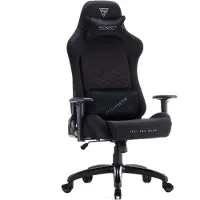 Sense7 Spellcaster SENSHI XL - Fauteuil gaming en tissu noir - Fauteuil de bureau ergonomique pour personnes de grande taille (160 kg) - Fauteuil de direction avec mousse à froid et accoudoirs 2D
