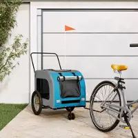 Prolenta Maison Exclusive - Remorque pour vélo pour chiens, bleu et gris, en tissu Oxford et fer
