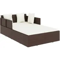 Syfax Chaise longue avec coussins marron 182x118x63 cm résine tressée