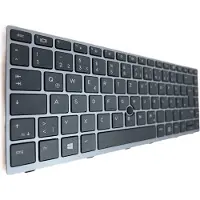 T-ProTek Clavier FRANÇAIS noir, cadre argenté, trackpoint pour HP EliteBook 840 G5 5DF22ES