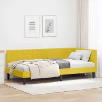 Prolenta Maison Exclusive - Cadre de lit d'angle avec tête de lit, jaune, 90 cm x 190 cm, velours