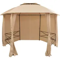 vidaXL BEI CLORIS Pavillon de jardin avec rideaux Hexagonal 360x265 cm - Pavillons & Tentes de réception Nouveau5042350 1parcel