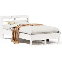 Syfax Cadre de lit sans matelas blanc 100x200 cm bois de pin massif