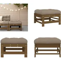 vidaXL Tabouret de jardin avec coussin Pin massif brun miel - Tabouret de jardin - Tabouret de terrasse - Tabouret d'extérieur - Tabouret de pied de jardin